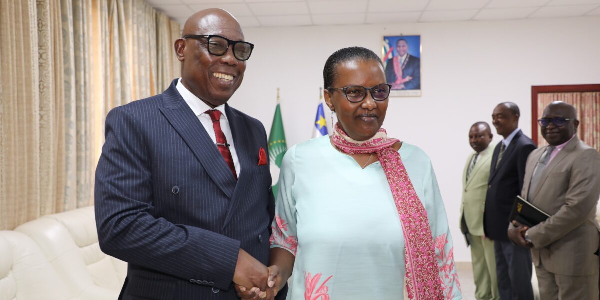 BANGUI – Le Premier ministre centrafricain Félix Moloua a reçu en audience Valentine Rugwabiza afin d’échanger sur les perspectives de reconfiguration de la MINUSCA dans un contexte marqué par l’évolution de la situation sécuritaire et institutionnelle du pays.